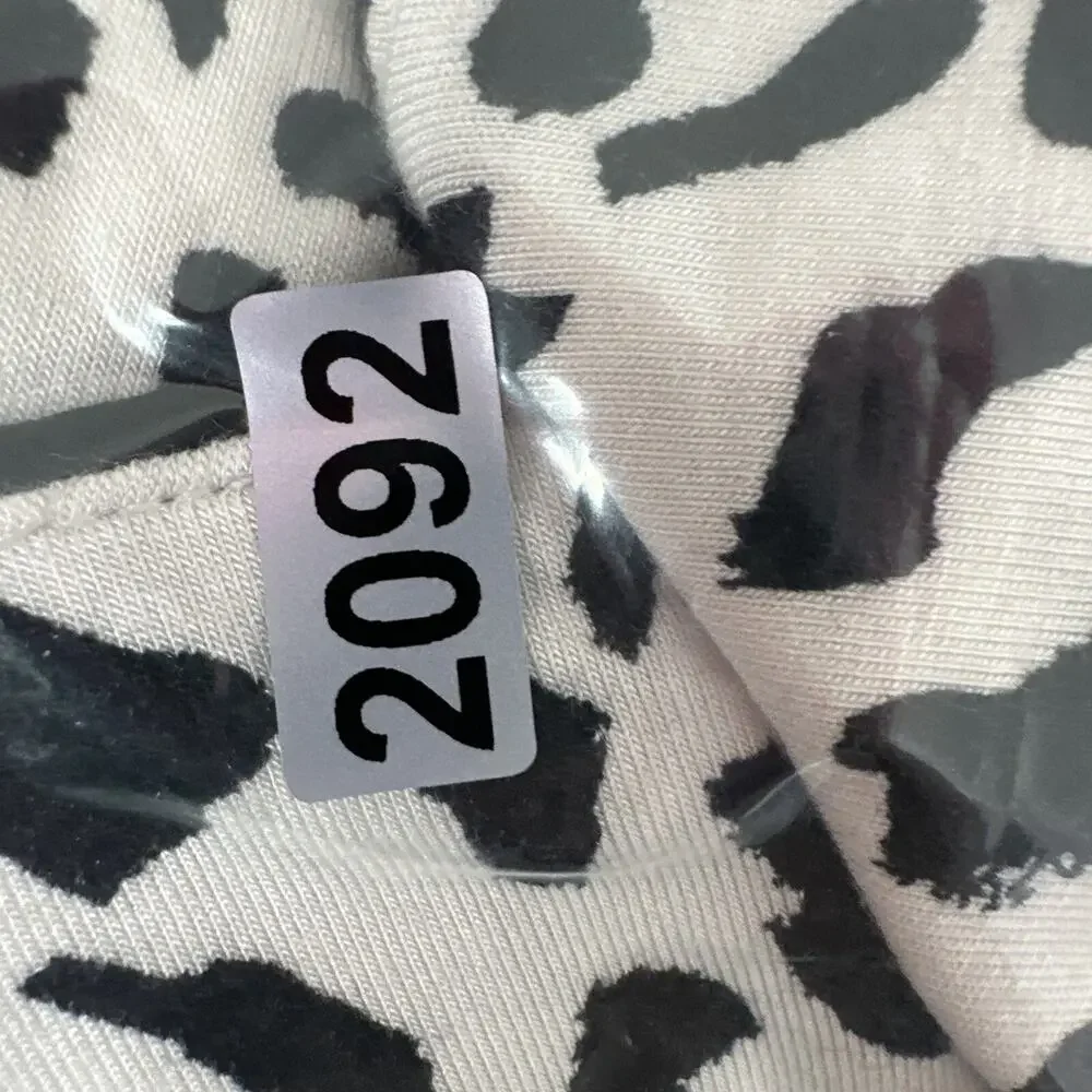Kate Spade Pajama Top Womens Medium White Black Animal Print‎ Soft Button